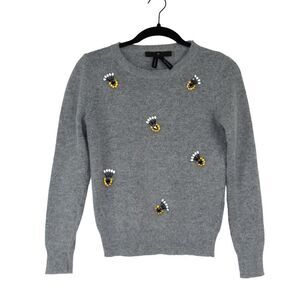 Bread n Butter Purple City Women's Gray Wool Blend Beaded Sweater SZ XS